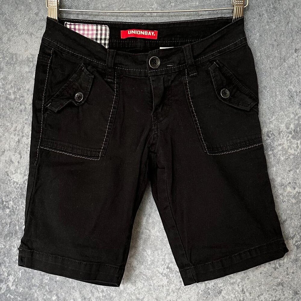 Unionbay Black Jean Shorts, Juniors 0